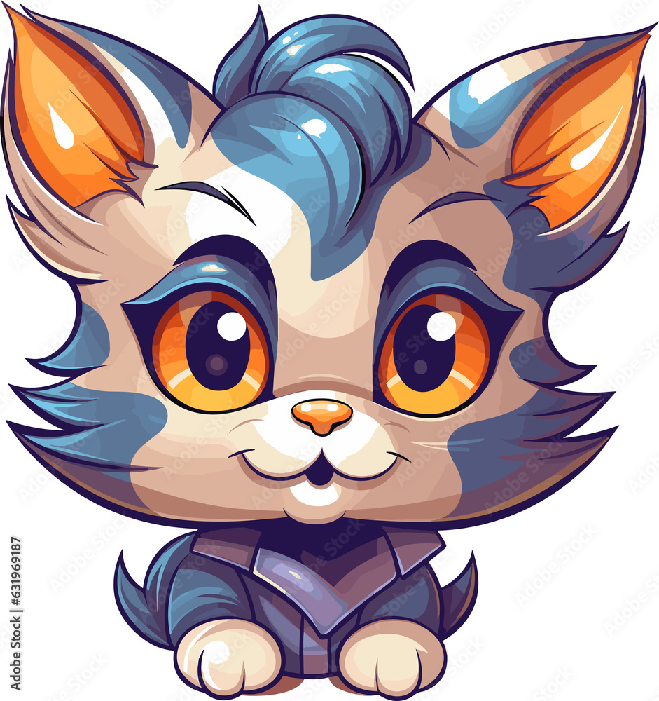 Adorable Cute Cat Head Cartoon Art