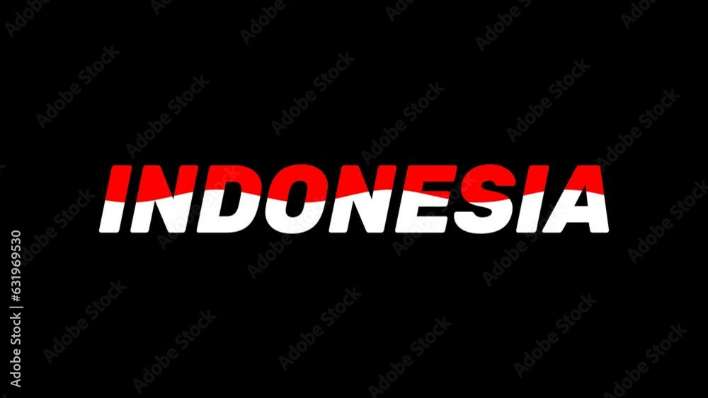 Indonesia country name on transparent background, alpha channel. Word animation with waving national flag. Animation text of message celebrate Indonesia independence day. Indonesia country name on transparent background, alpha channel. Word animation with waving national flag. Animation text of message celebrate Indonesia independence day.