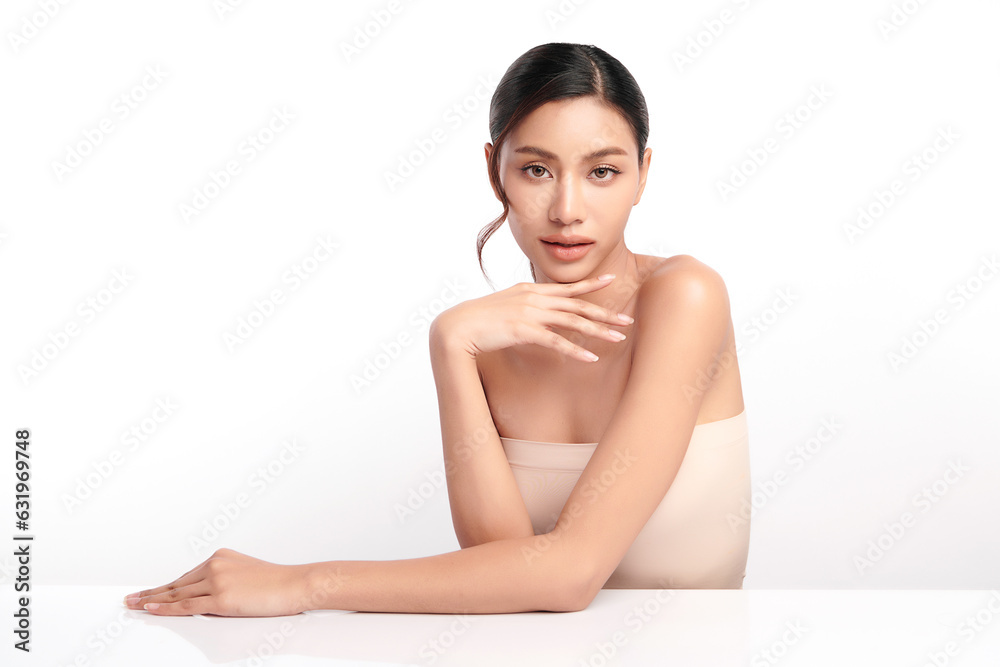 Beautiful young asian woman with clean fresh skin on white background, Face care, Facial treatment, Cosmetology, beauty and spa, Asian women portrait. Beautiful young asian woman with clean fresh skin on white background, Face care, Facial treatment, Cosmetology, beauty and spa, Asian women portrait.