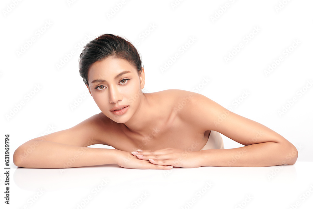 Beautiful young asian woman with clean fresh skin on white background, Face care, Facial treatment, Cosmetology, beauty and spa, Asian women portrait. Beautiful young asian woman with clean fresh skin on white background, Face care, Facial treatment, Cosmetology, beauty and spa, Asian women portrait.