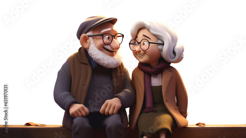 endearing smiling elderly couple Generative AI