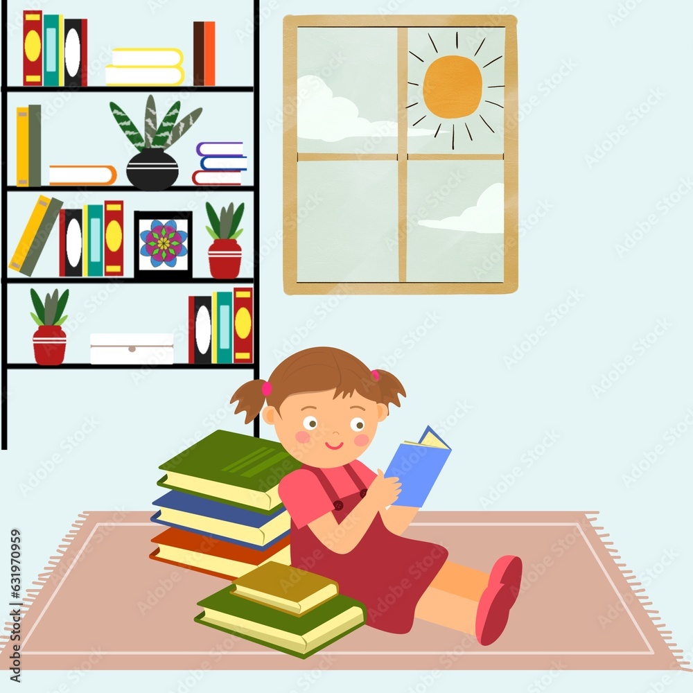 
little boy reading book at home