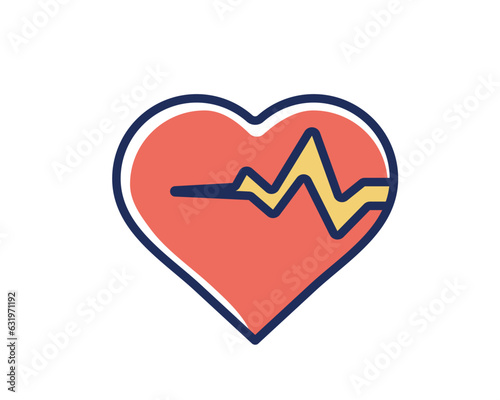 Heart line fill style icon design of Medical care health emergency aid exam clinic and patient theme Vector illustration