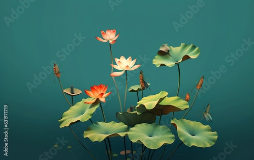 Garden Escapade Lively Floral and Leaves Background Foliage Festivity Harmonious Leaves and Floral Beauty