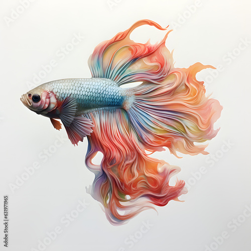 Brushstroke watercolor style realistic full body portrait of a guppy on white background Generated by AI 02 © 文广 张