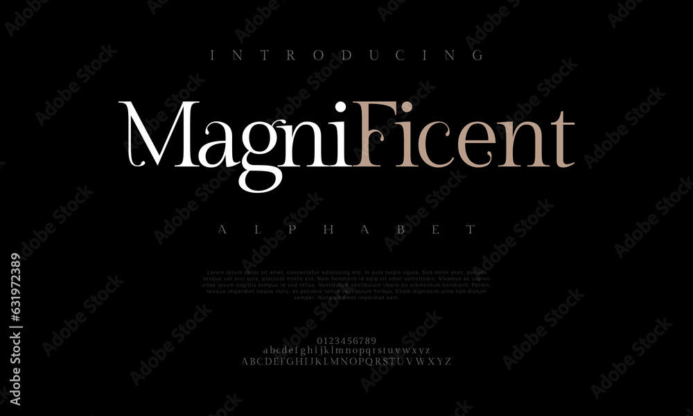 Magnificient premium luxury elegant alphabet letters and numbers ...