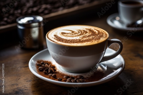 Frothy Cappuccino With Cocoa Powder  Generative AI