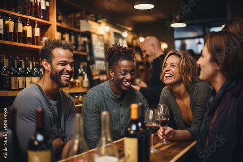 Group Of Friends Enjoying A Wine Tasting, Generative AI