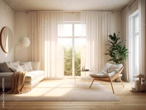 Modern minimalist white interior scandinavian living room, Stylish interior design of living room with modern mint sofa