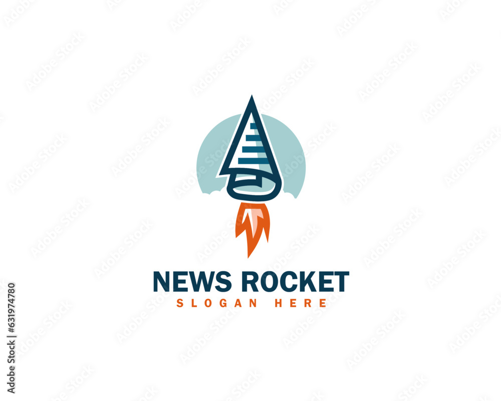 News Paper Rocket Modern Logo Icon News Paper Rocket Modern Logo Icon