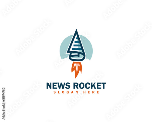 News Paper Rocket Modern Logo Icon