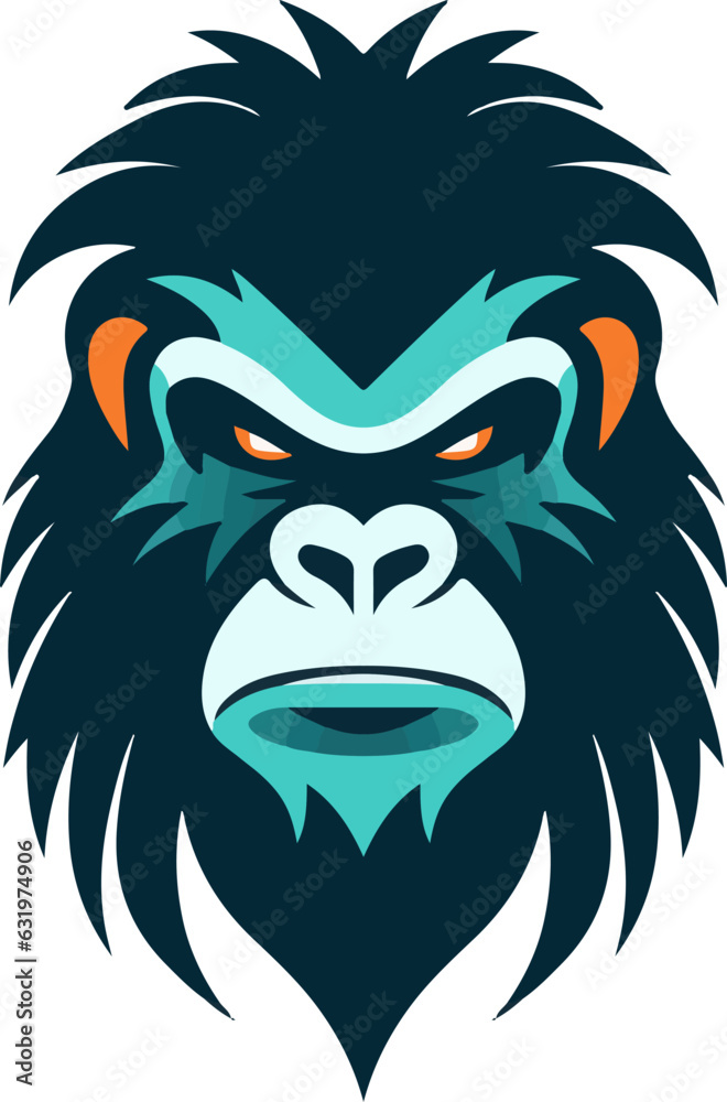 Colorful gorilla head emblem illustration vector