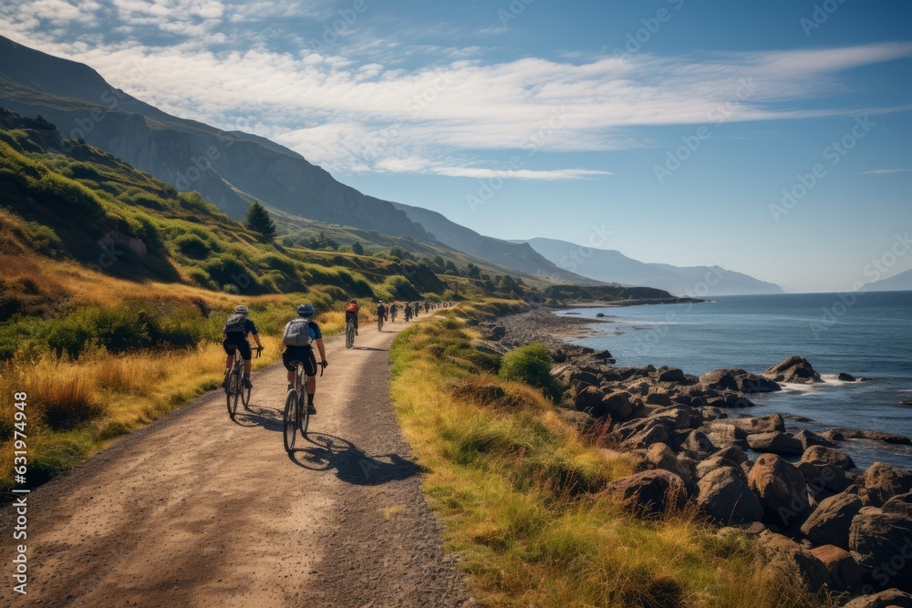 Bicycle Tour With A Group Of Cyclist, Generative AI