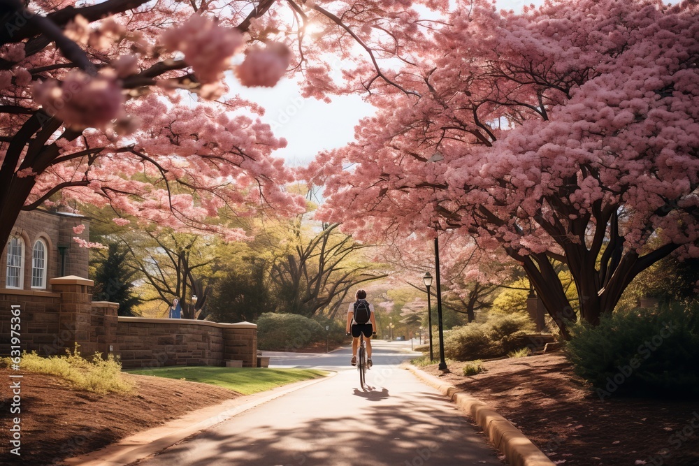 Cyclist Riding Through Peaceful Park, Generative AI
