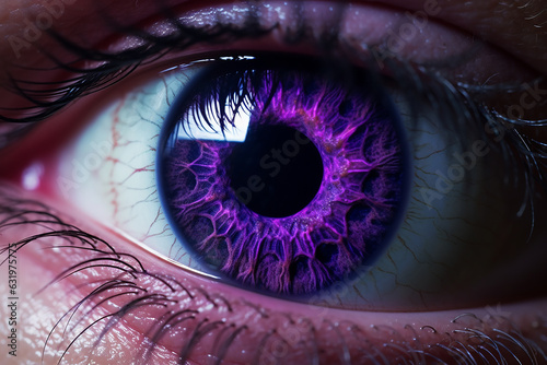 Closeup shot of eye with purple color