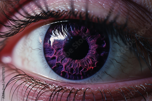 Closeup shot of eye with purple color