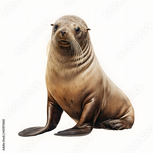 Brushstroke watercolor style realistic full body portrait of a seal on white background Generated by AI 02