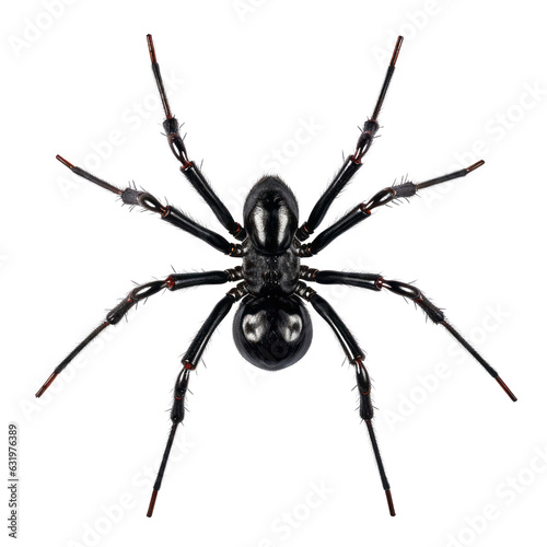 Foto black spider isolated on transparent background cutout
