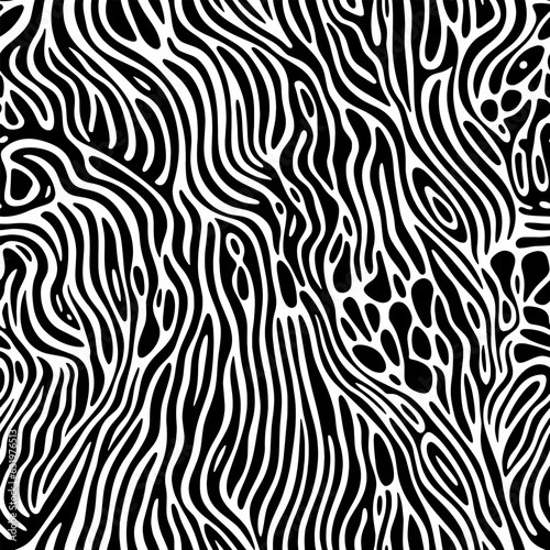 Monochrome doodle abstract seamless background with stroke line.