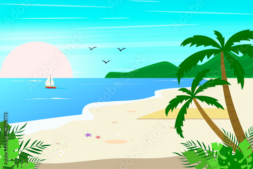 tropical beach landscape summer background