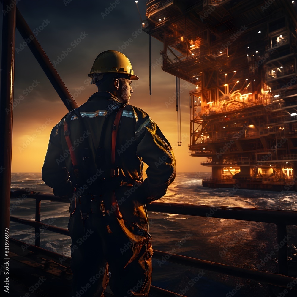 Dedicated Hands: A Skilled Worker on an Oil Rig Braving the High Seas. Dedicated Hands: A Skilled Worker on an Oil Rig Braving the High Seas.