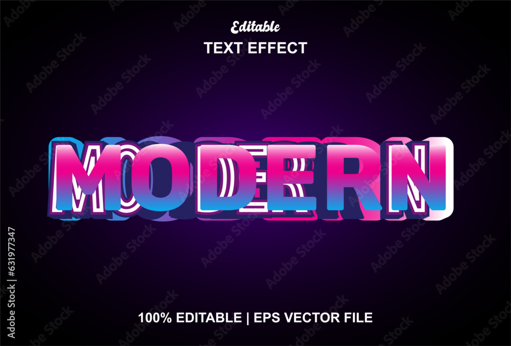 modern text effect with purple color graphic style and editable.