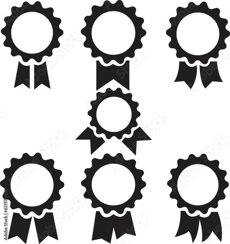 set of Quality certify badge icon. ribbon and banner. premium quality and guarantee labels isolated on white background. Qualification certificate medal. Quality award ribbon sign.