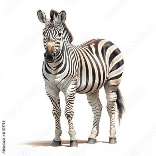Brushstroke watercolor style realistic full body portrait of a zebra on white background Generated by AI 02