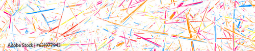 Abstract Explosion Of Confetti. Colorful Grainy Texture Isolated On White. Colored Overlay Elements. Panoramic background. Wide horizontal long banner. Vector Illustration, Eps 10.