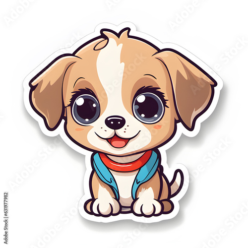 Cute puffy happy puppy illustration