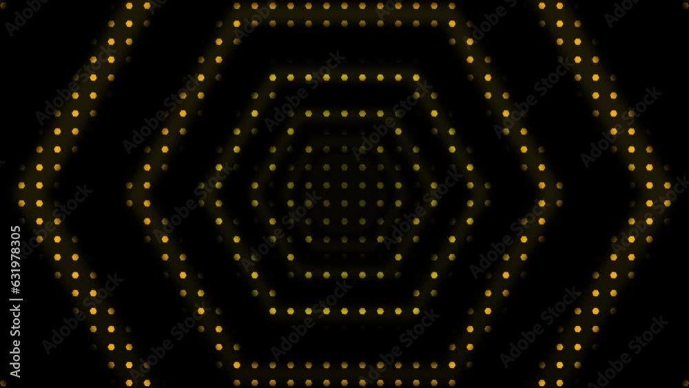 Golden hexagon motion graphics abstract elegant background with halftone pattern texture. Seamless looping animation Golden hexagon motion graphics abstract elegant background with halftone pattern texture. Seamless looping animation