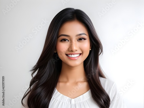 beautiful young asian indian model woman smiling with clean teeth