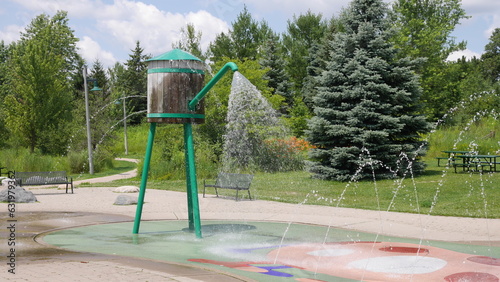 Water splash pad in a park.