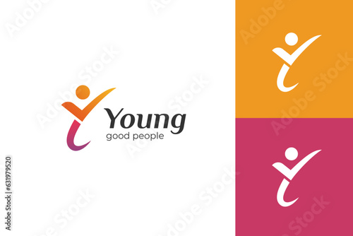 initial letter y people logo design. abstract young people lifestyle with happy logo symbol icon design for healthy life design element