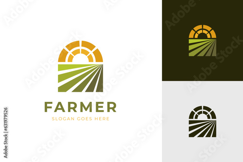 agriculture logo design for agronomy, wheat farm, rural country farming field, natural harvest