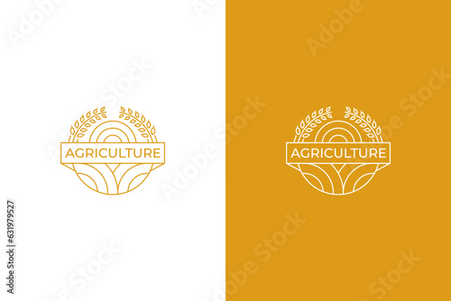 agriculture logo design for agronomy, wheat farm, rural country farming field, natural harvest
