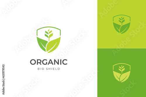 leaf shield. eco protection logo design for farmer, agriculture logo icon design