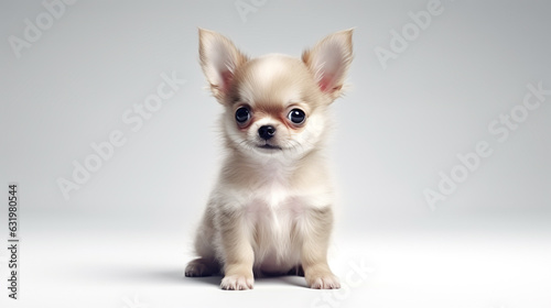 Cute chihuahua puppy on white background