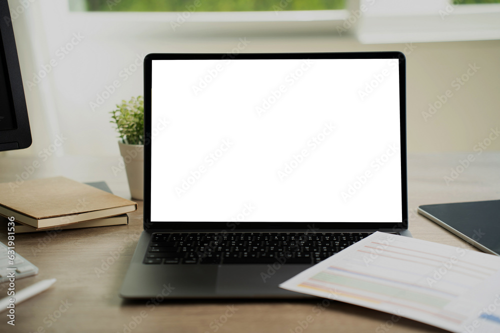 mock up Using laptop with blank screen computer modern mock up Using laptop with blank screen computer modern