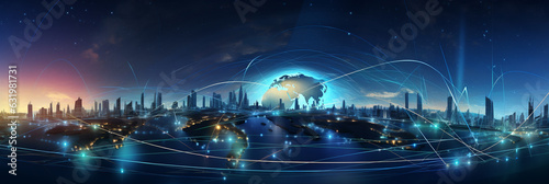 Digital Cyberspace: Global Network Connection, Virtual Technology, and Futuristic Internet Communication © Kylan