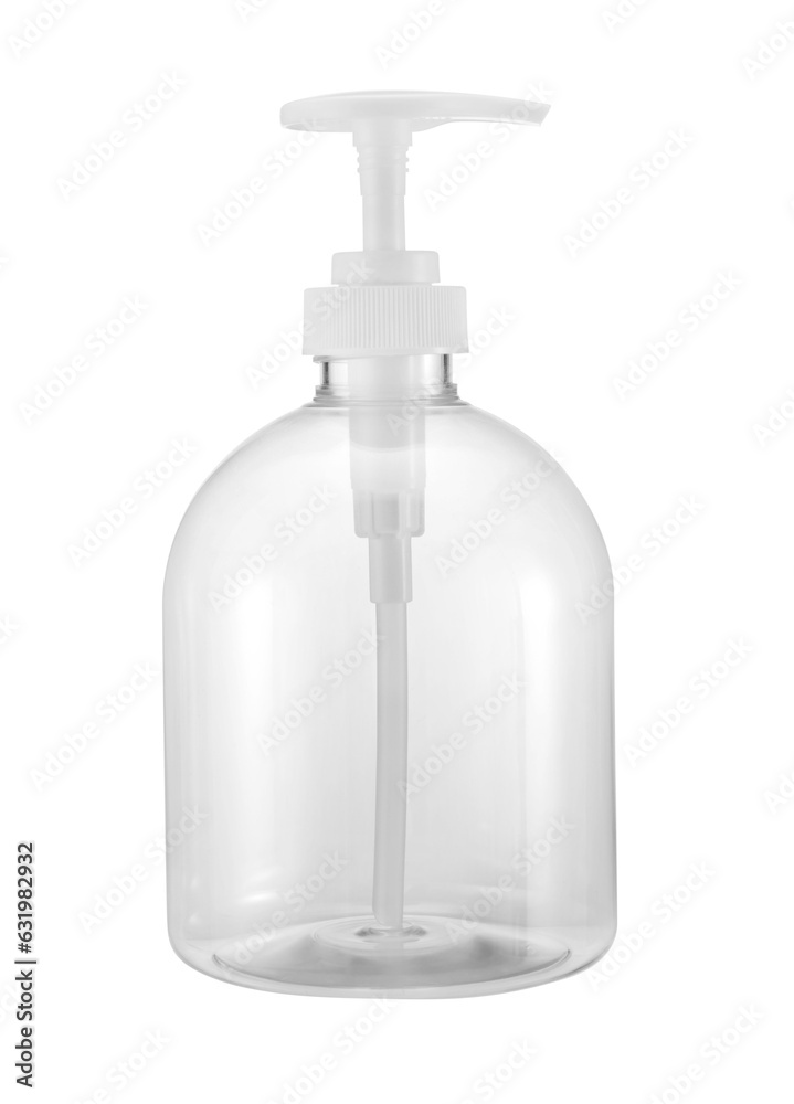 White unbranded pump dispenser bottle isolated on white background White unbranded pump dispenser bottle isolated on white background