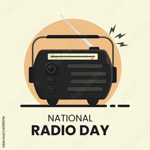 Vector graphic of retro radio cartoon, suitable for national radio day