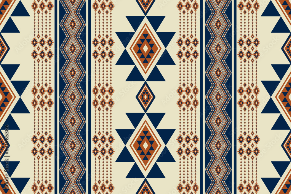 Aztec Navajo vintage pattern. Vector aztec Navajo geometric stripes seamless pattern. Geometric southwest vintage pattern use for fabric, textile, home decoration elements, upholstery, wrapping, etc. - obrazy, fototapety, plakaty 