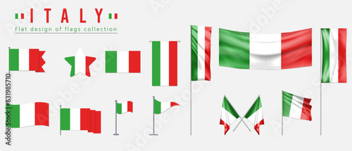 Italy flag set, flat design of flags collection