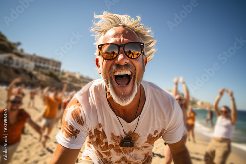 Active modern senior man, g...