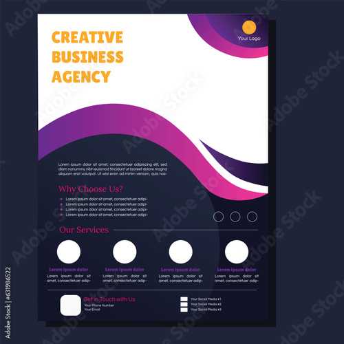 Corporate Business Flyer poster pamphlet brochure cover design layout background, two colors
scheme, vector template in A4 size - Vector