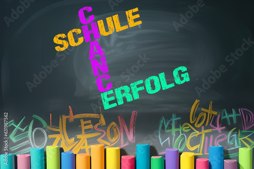 Schultafel und Worte Schule, Chance und Erfolg photo