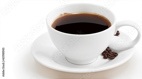 Cup of hot coffee on white background by Generative AI