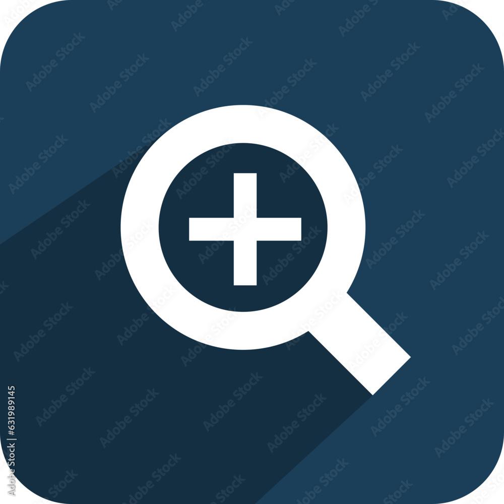 Vector zoom in icon on blue button