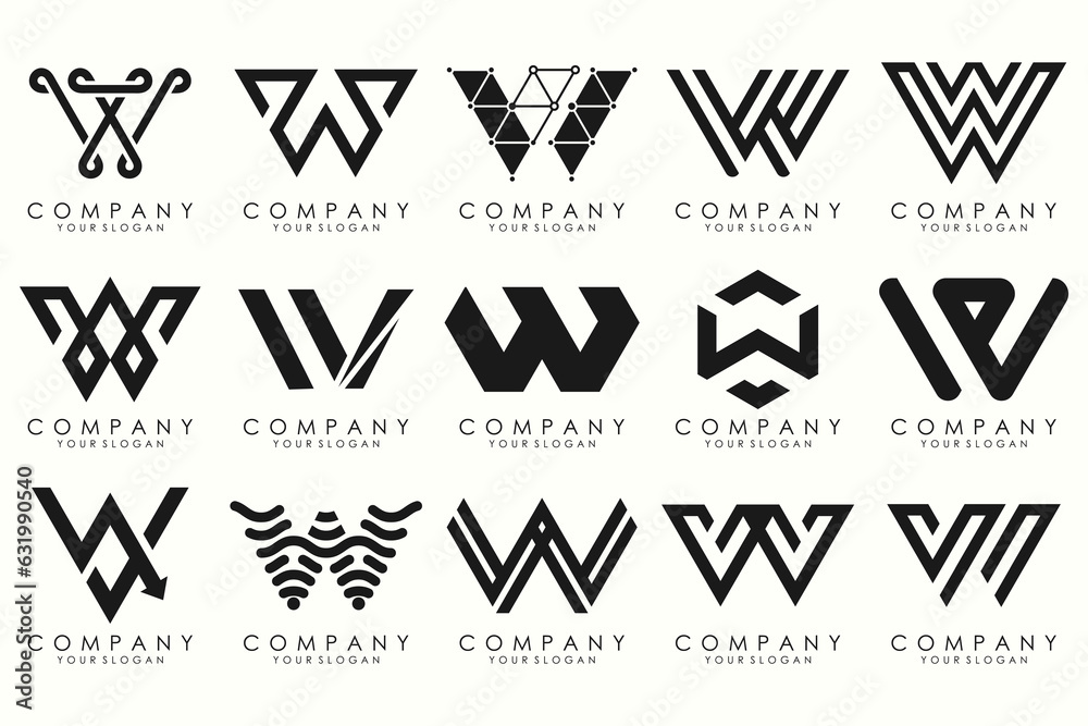 Abstract collection with letters W logo design. creative design logotype W with black color. Abstract collection with letters W logo design. creative design logotype W with black color.
